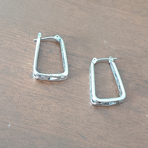 Silver Plated Square Hoops - Picture 4 of 4